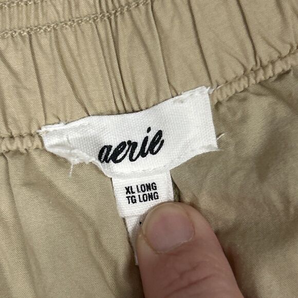Aerie Cargo Pants Womens XL Tall Khaki Wide Leg Utility Stretch Waist Pockets - Picture 6 of 10